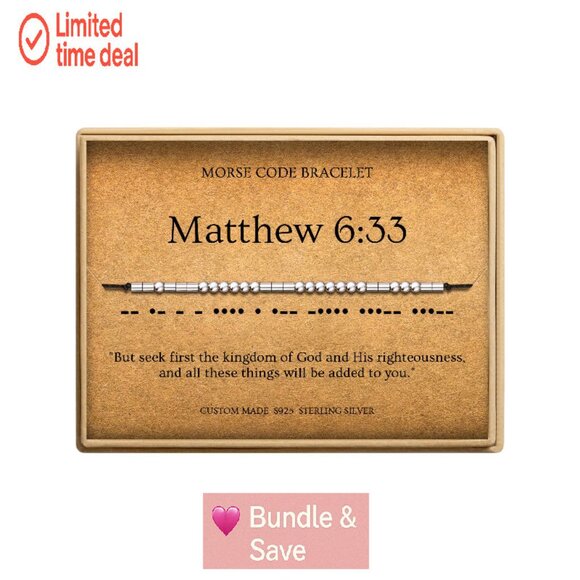 Sterling Silver Morse Code Bracelet, Adjustable Silk Cord, Inspirational Faith - Picture 1 of 7